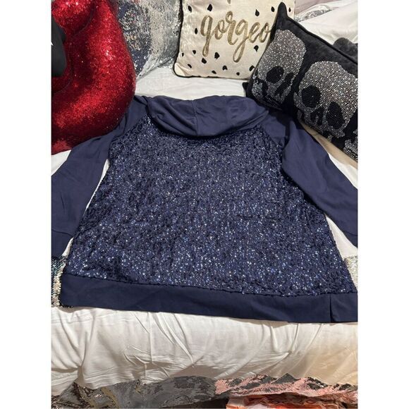 Isaac mizhari live blue sequin logo full Zip-up Hoodie plus 1xl - Picture 8 of 8